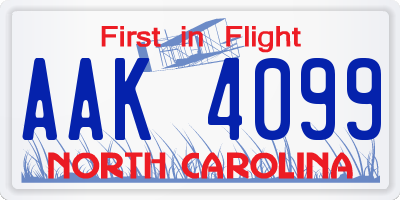 NC license plate AAK4099