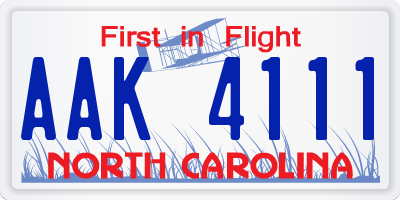 NC license plate AAK4111