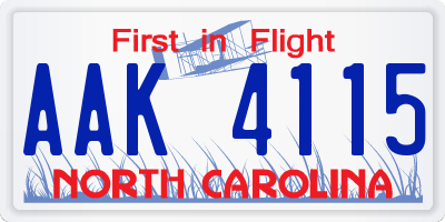 NC license plate AAK4115