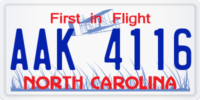 NC license plate AAK4116