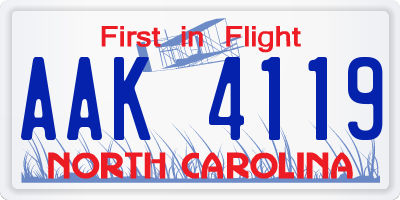 NC license plate AAK4119