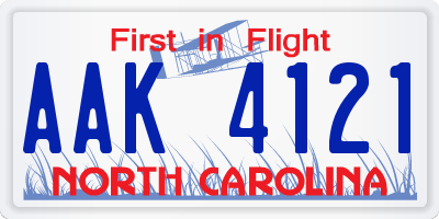 NC license plate AAK4121