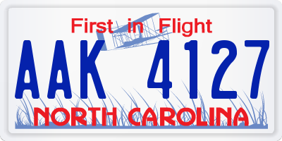 NC license plate AAK4127
