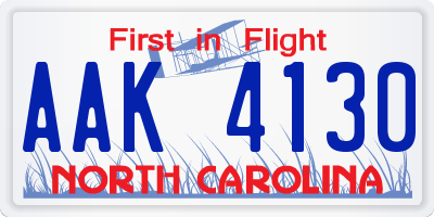 NC license plate AAK4130