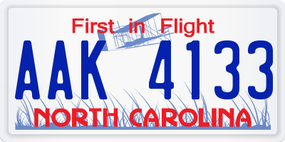 NC license plate AAK4133