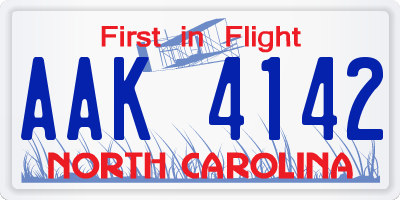NC license plate AAK4142