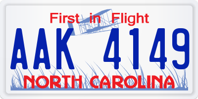 NC license plate AAK4149