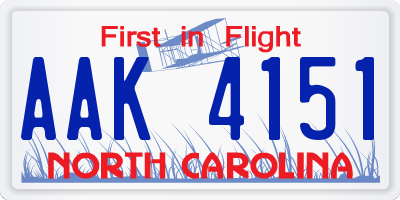 NC license plate AAK4151
