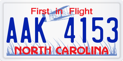 NC license plate AAK4153
