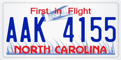 NC license plate AAK4155