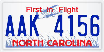 NC license plate AAK4156