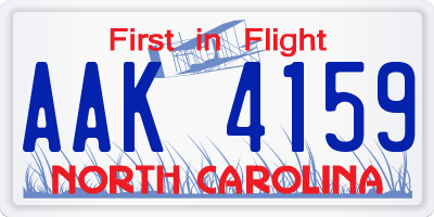 NC license plate AAK4159