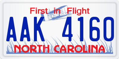 NC license plate AAK4160