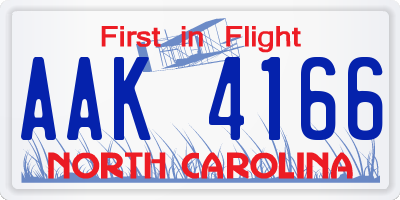NC license plate AAK4166