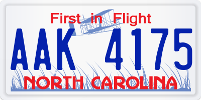 NC license plate AAK4175
