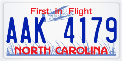 NC license plate AAK4179