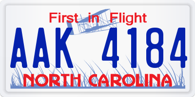 NC license plate AAK4184