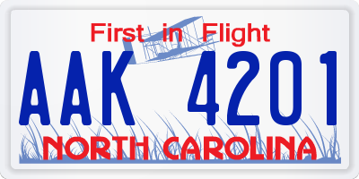 NC license plate AAK4201