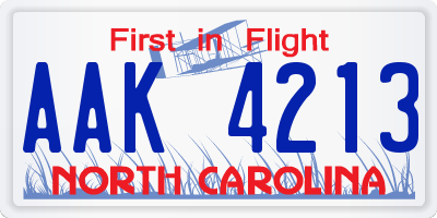 NC license plate AAK4213