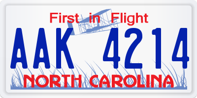 NC license plate AAK4214