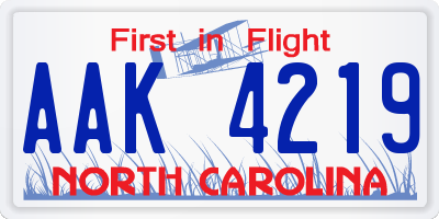 NC license plate AAK4219