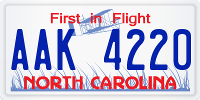 NC license plate AAK4220