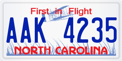 NC license plate AAK4235