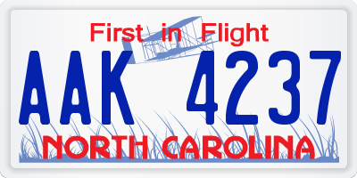NC license plate AAK4237