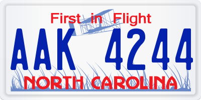 NC license plate AAK4244