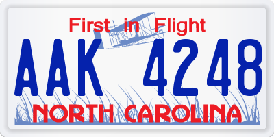 NC license plate AAK4248