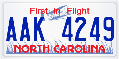 NC license plate AAK4249