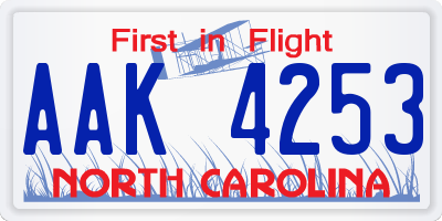 NC license plate AAK4253