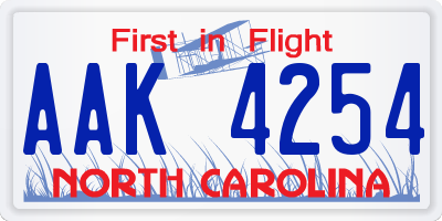 NC license plate AAK4254