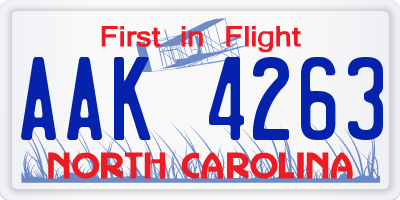 NC license plate AAK4263