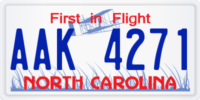 NC license plate AAK4271