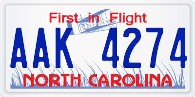 NC license plate AAK4274
