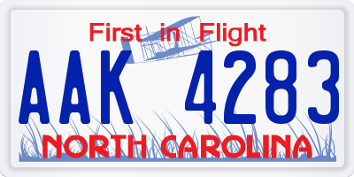 NC license plate AAK4283