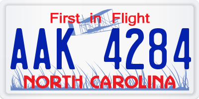 NC license plate AAK4284