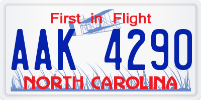 NC license plate AAK4290