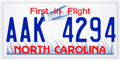 NC license plate AAK4294