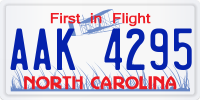 NC license plate AAK4295