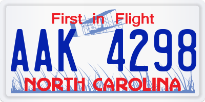 NC license plate AAK4298