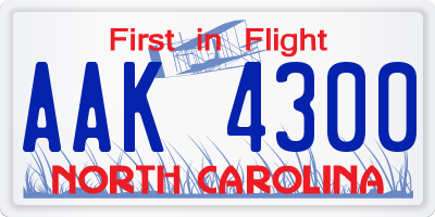 NC license plate AAK4300