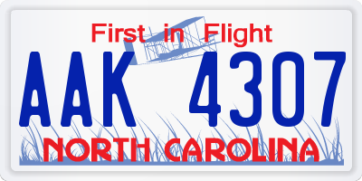 NC license plate AAK4307