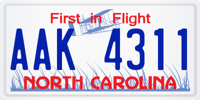 NC license plate AAK4311