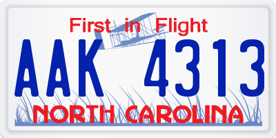 NC license plate AAK4313
