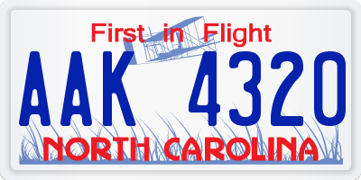 NC license plate AAK4320