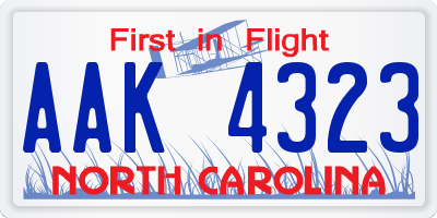 NC license plate AAK4323