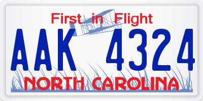 NC license plate AAK4324