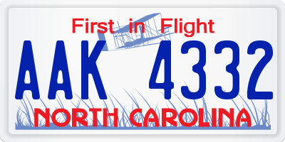 NC license plate AAK4332